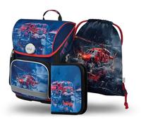 Baagl Cartable garçon 3 pièces, cartable Ergo pour 1ère artable ergonomique primaire, sac d'école primaire avec sangle de poitrine, Sûr pour la vie, Ensemble cartable