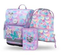 BAAGL Cartable Garçon 3 Pièces, Cartable Ergo Pour 1ère Classe, Sac D'école Primaire Avec Sangle De Poitrine, Candy, Ensemble Cartable