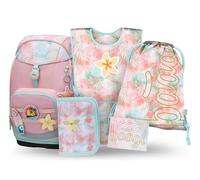 Baagl Cartable garçon 5 pièces (Airy Plus cartable pour 1ère classe, trousse, sac de gym, tablier, sac de poitrine), cartable primaire, sac à dos d'école ergonomique, 25 l, Sunset, L, Ultra léger