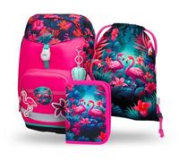 Baagl Cartable garçon fille ensemble 3 pièces (Airy Plus sac d'école pour 1ère classe, trousse, sac de gym), cartable primaire, sac à dos d'école maternelle ergonomique - 25 l, rose, L, Ultra léger