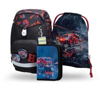 Baagl Cartable garçon fille ensemble 3 pièces (Airy Plus sac d'école pour 1ère classe, trousse, sac de gym), cartable primaire, sac à dos d'école maternelle ergonomique - 25 l, Sûr pour la vie, L