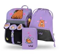 Baagl Cartable garçon fille ensemble 3 pièces - Sac d'école Zippy pour 1ère artable primaire avec sangle de poitrine - Sac à dos d'école ergonomique, cochon d'eau, De taille moyenne