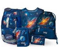 Baagl Cartable garçon fille ensemble 5 pièces (sac d'école Airy pour 1ère classe, trousse, sac de gym, tablier, sac de poitrine), cartable primaire, sac à dos d'école ergonomique, 16,5 l, Espace