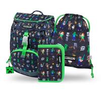 Baagl Cartable Garçons pour 1ère classe, Airy Sac d'école Ensemble de 3 pièces, Sac à dos d'école primaire pour enfants, Cartable pour l'école, Tornister, Minecraft