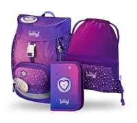 Baagl Cartable Garçons pour 1ère classe, Airy Sac d'école Ensemble de 3 pièces, Sac à dos d'école primaire pour enfants, Cartable pour l'école, Tornister, cheval cœur, Ensemble cartable