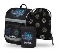 Baagl Ensemble 3 pièces cartable pour garçon et fille (sac d'école Zippy pour 1ère classe, trousse à crayons, sac de gym), sac à dos d'école primaire avec sangle de poitrine, ceinture abdominale, sac