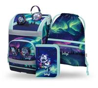 Baagl Ensemble 3 pièces cartable pour garçon et fille (sac d'école Zippy pour 1ère classe, trousse à crayons, sac de gym), sac à dos d'école primaire avec sangle de poitrine, ceinture abdominale, sac