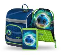 Baagl Ensemble 3 pièces Cartable pour garçon et Fille (Sac d'école Zippy pour 1ère Classe, Trousse à Crayons, Sac de Gym), Sac à Dos d'école Primaire avec Sangle de Poitrine, Ceinture Abdominale, Sac