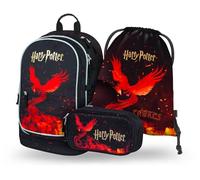 Baagl Ensemble de 3 sacs à dos d'écolier, cartable pour école primaire, école primaire avec sangle de poitrine, cartable ergonomique, Harry Potter Phénix, Ensemble cartable