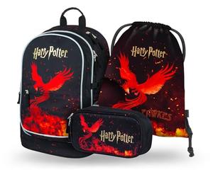 Baagl Ensemble de 3 sacs à dos d'écolier, cartable pour école primaire, école primaire avec sangle de poitrine, cartable ergonomique, Harry Potter Phénix, 38,1 cm (15"), Ensemble cartable