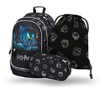 Baagl Ensemble de 3 sacs à dos d'écolier, cartable pour école primaire, école primaire avec sangle de poitrine, cartable ergonomique, Harry Potter Poudlard, Ensemble cartable
