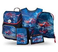 Baagl Ensemble de 5 cartables pour garçons et filles (sac d'école Ergo pour 1ère classe, trousse, sac de gym, tablier, sac de poitrine), cartable primaire, sac à dos d'école ergonomique, 19 l, Sûr