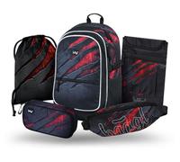 Baagl Ensemble de 5 Sacs à Dos d'écolier ergonomiques pour l'école Primaire et Primaire avec Sangle de Poitrine, 25 l, Volcan, Mittelgröße, Ensemble Sac à Dos d'écolier
