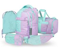 Baagl Ensemble de 5 Sacs à Dos d'écolier pour garçons, Filles, Adolescents (Skateboard, Sac à Dos Skate Max, Trousse, Sac de Gym, Sac de Sport, Sac Banane), Cartable Ergonomique, 30 l, Sweet, L