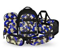 Baagl Ensemble de 5 sacs à dos d'écolier pour garçons, filles, adolescents (skateboard, sac à dos skate MAX, trousse, sac de gym, sac de sport, sac banane), cartable ergonomique, 30 l, Variété