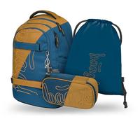 Baagl Ensemble sac à dos d'écolier 3 pièces pour garçons, filles, adolescents, skateboard, sac à dos skate Max, cartable à partir de la 3e classe, cartable primaire avec sangle de poitrine, cartable
