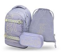 Baagl Ensemble sac à dos d'écolier 3 pièces pour garçons, filles, adolescents, skateboard, sac à dos skate Max, cartable à partir de la 3e artable primaire avec sangle de poitrine, cartable