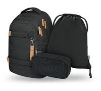 Baagl Ensemble sac à dos d'écolier 3 pièces pour garçons, filles, adolescents, skateboard, sac à dos skate Max, cartable à partir de la 3e classe, cartable primaire avec sangle de poitrine, cartable
