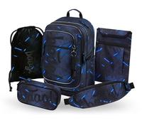 Baagl Ensemble sac à dos d'écolier 5 pièces pour garçons et filles - Cartable à partir de 3e classe - Cartable primaire avec sangle de poitrine - Cartable ergonomique, 29 l, Flash, Mittelgröße