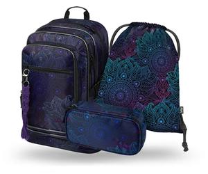 Baagl Ensemble sac à dos d'écolier pour fille 3 pièces - Cartable à partir de 3e artable d'école primaire avec sangle de poitrine - Sac à dos ergonomique, Zen, Jeunes ludiques