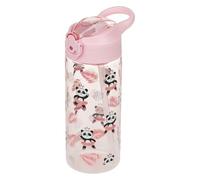 Baagl Gourde pour enfants avec paille pour filles - Bouteille d'eau anti-fuite - Bouteille d'eau pour l'école et le sport - Bouteille de football - Bouteille en Tritan, 500 ml (panda)