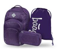 Baagl Lot de 3 sacs à dos d'écolier ergonomiques avec compartiment thermique pour garçons, filles, adolescents, école primaire avec sangle de poitrine et compartiment pour ordinateur portable, 35 l