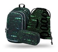 Baagl Lot de 3 sacs à dos d'écolier pour école primaire, école primaire, école primaire avec sangle de poitrine, cartable ergonomique, Numéros :, M, Ensemble cartable
