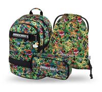 Baagl Lot de 3 sacs à dos d'écolier pour garçons et filles - Sac d'école à partir de la 3e classe - Sac à dos d'école primaire avec sangle de poitrine - Cartable ergonomique, Minecraft Chaos
