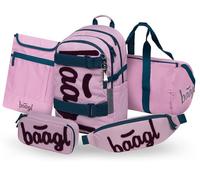 Baagl Lot de 5 sacs à dos d'école pour garçons et filles - Sac à dos pour skateboard - Cartable de vec ceinture de poitrine, sac d'école ergonomique, 25 l, Rose, Mittelgröße, Ensemble de sac