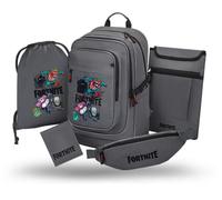 Baagl Lot de 5 sacs à dos d'écolier pour garçons et filles - Cartable à partir de la 3e artable d'école primaire avec sangle de poitrine - Cartable ergonomique - 29 l, Fortnite Squad, Taille