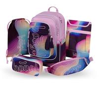 Baagl Lot de 5 sacs à dos d'écolier pour garçons et filles - Cartable à partir de la 3ème artable d'école primaire avec sangle de poitrine - Cartable ergonomique - 29 l, Lyra, Mittelgröße
