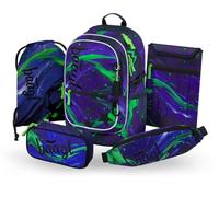 Baagl Lot de 5 sacs à dos d'écolier pour garçons et filles, sac à dos ergonomique pour l'école primaire, l'école folklorique, cartable avec sangle de poitrine, 25 l, Champion de football, Mittelgröße