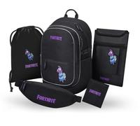 Baagl Lot de 5 sacs à dos d'écolier pour garçons et filles, sac à dos ergonomique pour l'école primaire, l'école folklorique, cartable avec sangle de poitrine, 25 l, Fortnite Llama, Taille moyenne