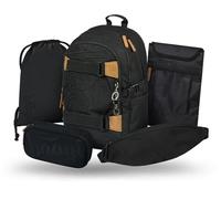 Baagl Lot de 5 sacs à dos d'écolier pour garçons et filles, sac à dos skateboard, sac d'école à partir de la 3e classe, sac à dos d'école primaire avec sangle de poitrine, cartable ergonomique, 25 l