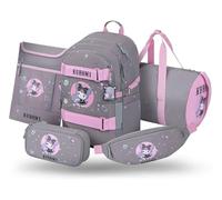 Baagl Lot de 5 Sacs à Dos d'écolier pour garçons et Filles, Sac à Dos Skateboard, Sac d'école à partir de la 3e Classe, Sac à Dos d'école Primaire avec Sangle de Poitrine, Cartable Ergonomique, 25 l