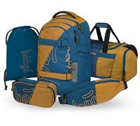 Baagl Lot de 5 sacs à dos d'écolier pour garçons, filles et adolescents (skateboard, skate MAX, trousse, sac de sport, sac banan), cartable ergonomique, 30 l, Duo, L, Designer