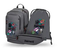 Baagl Sac à dos d'école 3 pièces pour fille - Sac d'école à partir de la 3ème artable d'école primaire avec sangle de poitrine - Cartable ergonomique, Fortnite Squad, Taille moyenne