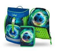 Baagl Sac à dos d'école pour garçon 1ère iry - 3 pièces - Sac à dos d'école primaire pour enfants - Cartable pour l'école, Ballon de football, 24 × 36 × 20 cm, Ensemble cartable