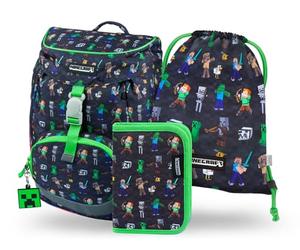Baagl Sac à dos d'école pour garçon 1ère iry - 3 pièces - Sac à dos d'école primaire pour enfants - Cartable pour l'école, Minecraft, M, Ensemble sac à dos