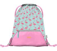 Baagl Sac de gym pour filles avec poche, sac à chaussures imperméable pour enfant, école et jardin d'enfants Sac de sport à cordon pour garçon, sac à dos à cordon (Flamingo)
