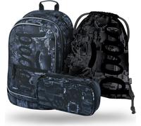 BAAGL Set de 3 Core Technic : sac à dos, trousse, pochette