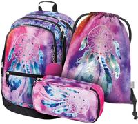 Baagl Set sac à dos scolaire filles 3 pièces, sac d'école à partir de la 3ème classe, sac d'école primaire avec sangle de poitrine, sac d'école ergonomique (attrape-rêves)