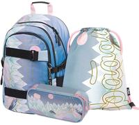 Baagl Set sac à dos scolaire filles 3 pièces, sac d'école à partir de la 3ème classe, sac d'école primaire avec sangle de poitrine, sac d'école ergonomique (Skate Moon)