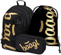 Baagl Set sac à dos scolaire garçon 3 pièces, sac d'école à partir de la 3ème classe, sac d'école primaire avec sangle de poitrine, sac d'école ergonomique (Skate Gold)