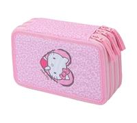 Baagl Trousse à 3 Compartiments pour garçons et Filles, Trousse Scolaire pour Fournitures Scolaires, Trousse à Crayons, Trousse pour l'école, Hello Kitty Sweet Leopard, Coloré, ludique, Moderne