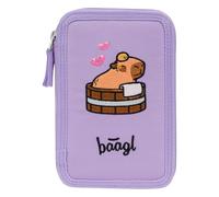 Baagl Trousse à crayons à 3 compartiments pour garçons et filles - Pour fournitures scolaires, Cochon d'eau, Coloré, ludique, moderne, pratique