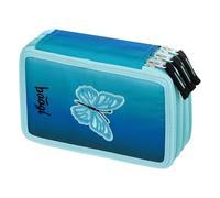 Baagl Trousse à crayons à 3 compartiments pour garçons et filles - Pour fournitures scolaires, Motifs papillons, Coloré, ludique, moderne, pratique