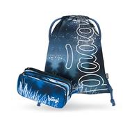 Baagl Trousse à crayons et sac de gym - 2 pièces - Pour garçons et filles - Trousse d'école avec 3 compartiments et sac de gym robuste - Pour enfants et adolescents, acier, Ensemble de 2 pièces dans