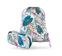 Baagl Trousse à crayons et sac de gym - 2 pièces - Pour garçons et filles - Trousse d'école et sac de sport - Trousse à crayons - Trousse de gym - Pour enfants et adolescents, Leafs, Ensemble de 2