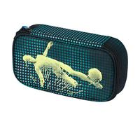 Baagl Trousse à crayons pour filles et garçons - Trousse scolaire avec 2 compartiments et 12 porte-stylos - Joueur de football, Polyester, 23 x 12 x 5 cm